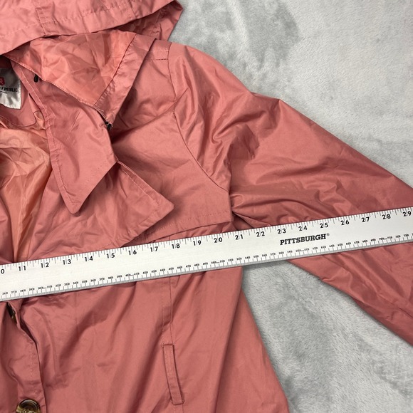 Urban Republic Rain Coat Womens XL Pink Removable Hood Lightweight Button Front - Picture 8 of 8